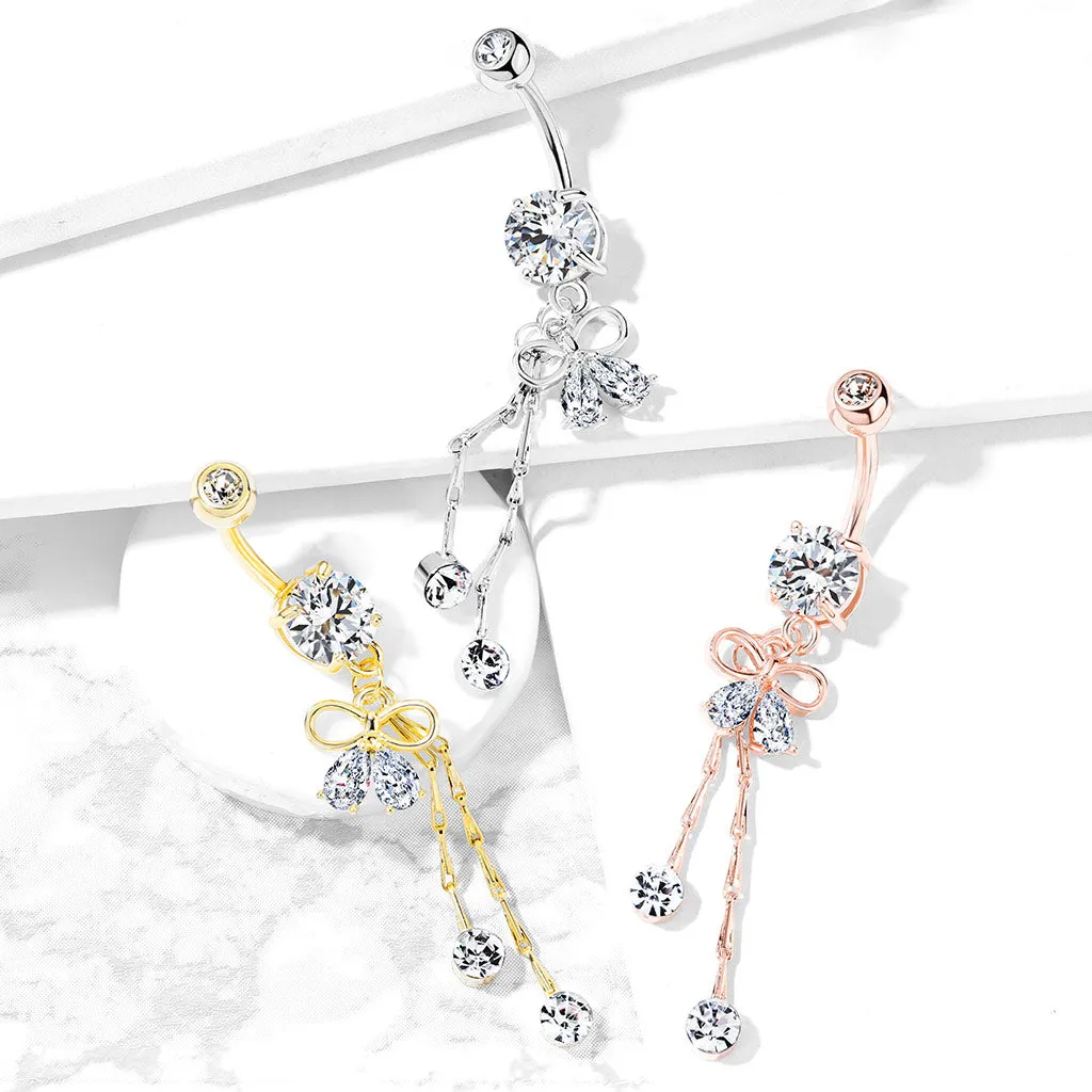 Ciảra Bow-Tie Belly Ring with Rose Gold Plating