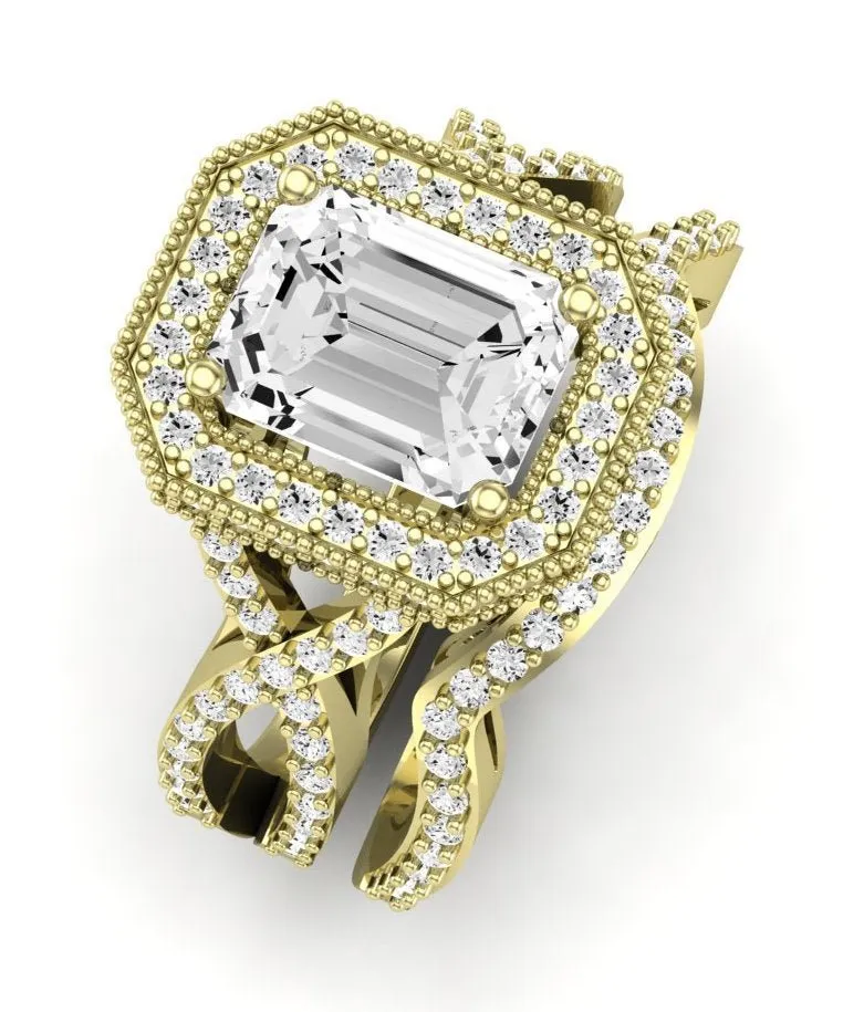 Clover - Emerald Moissanite Bridal Set