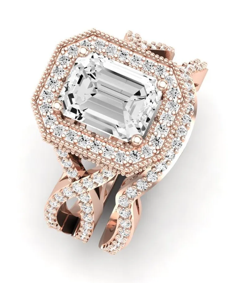 Clover - Emerald Moissanite Bridal Set