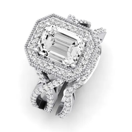 Clover - Emerald Moissanite Bridal Set
