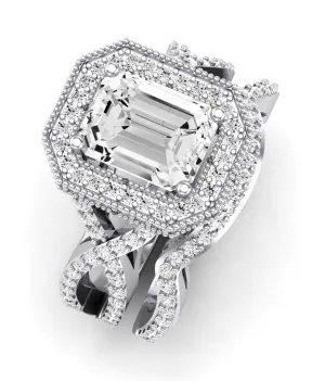 Clover - Emerald Moissanite Bridal Set