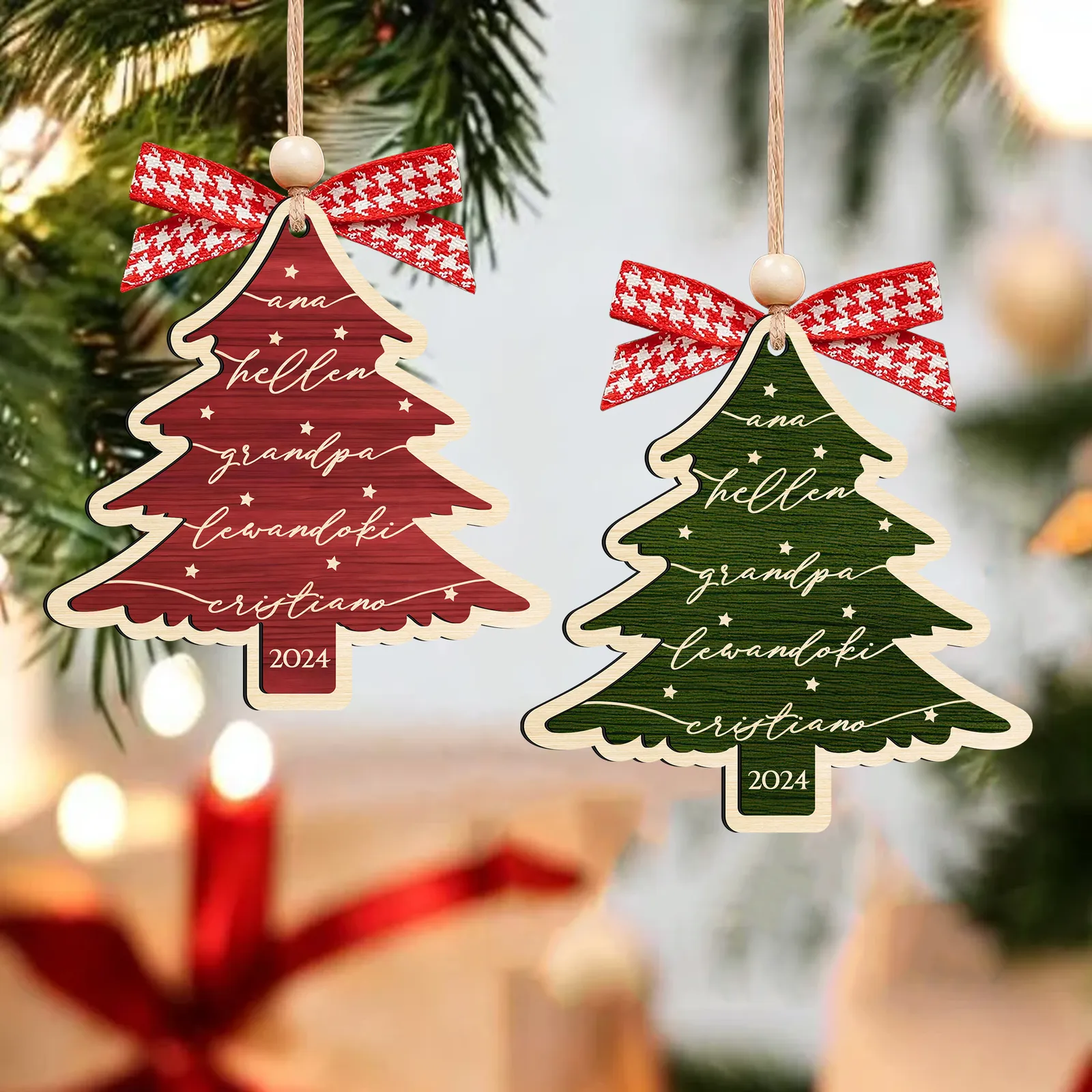 Custom 3D Christmas Tree Ornament, Family Names Ornament, Christmas Gift Tag CF168