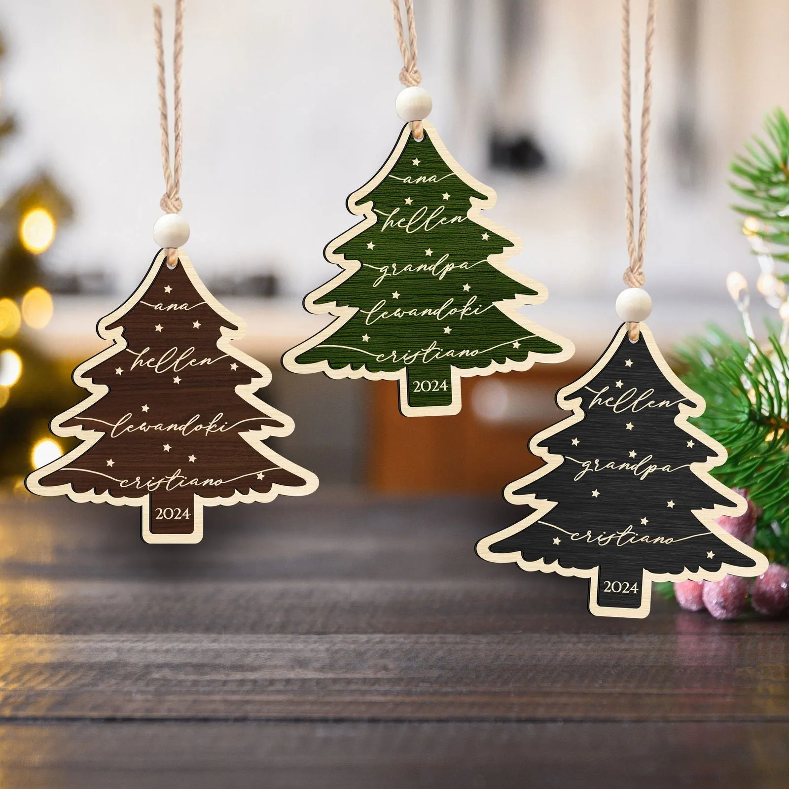 Custom 3D Christmas Tree Ornament, Family Names Ornament, Christmas Gift Tag CF168