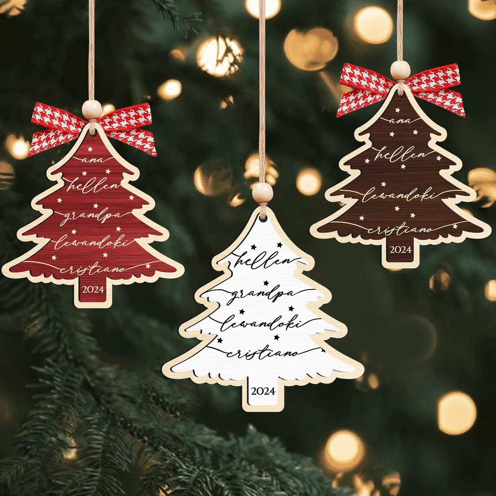 Custom 3D Christmas Tree Ornament, Family Names Ornament, Christmas Gift Tag CF168