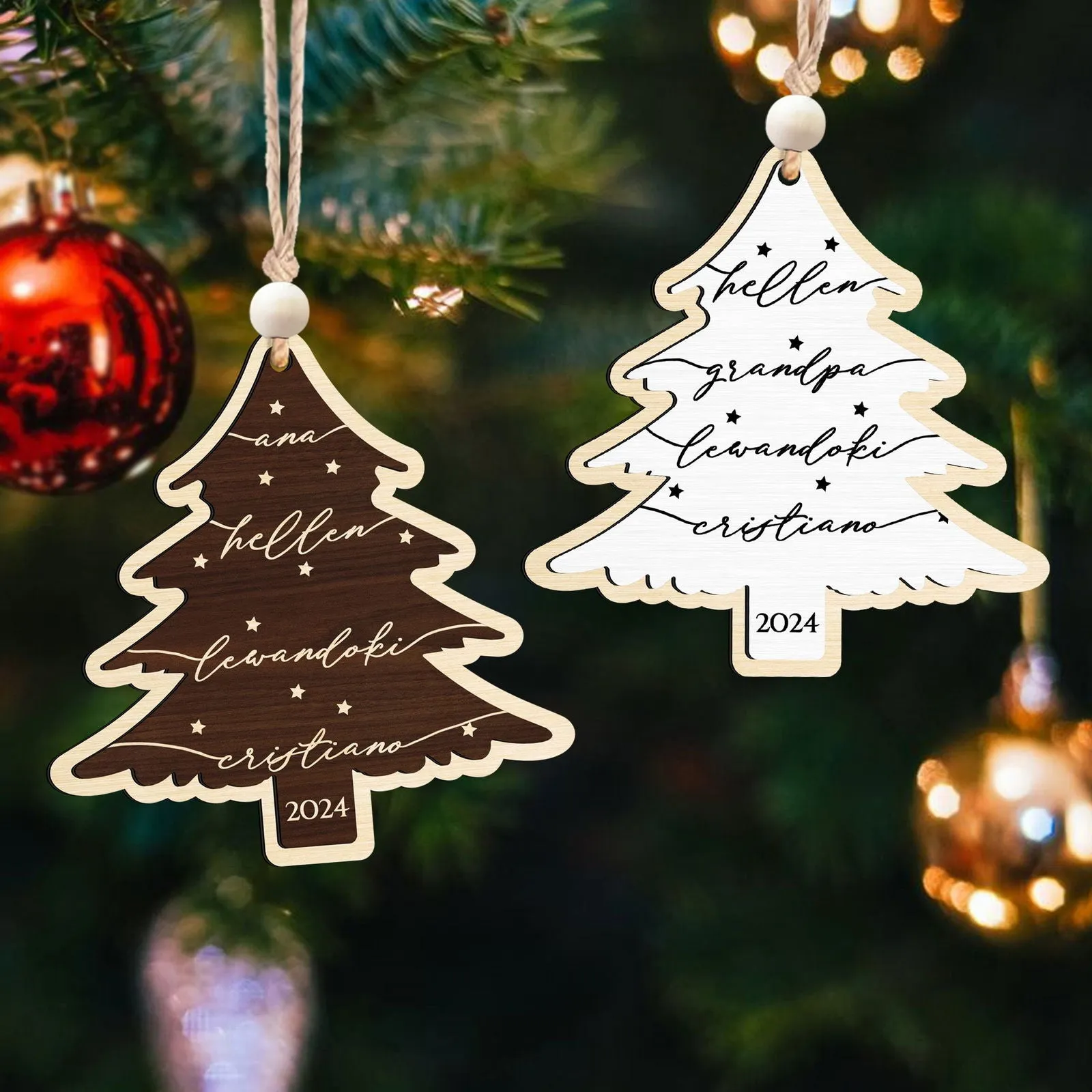 Custom 3D Christmas Tree Ornament, Family Names Ornament, Christmas Gift Tag CF168