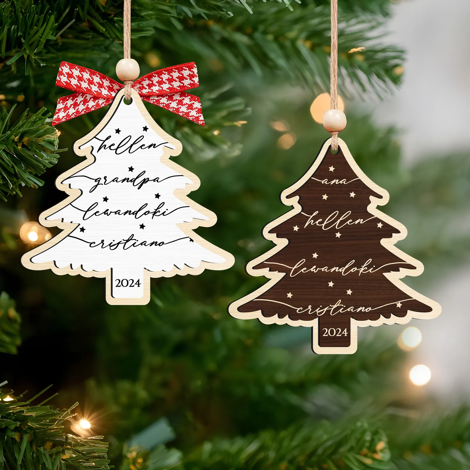 Custom 3D Christmas Tree Ornament, Family Names Ornament, Christmas Gift Tag CF168