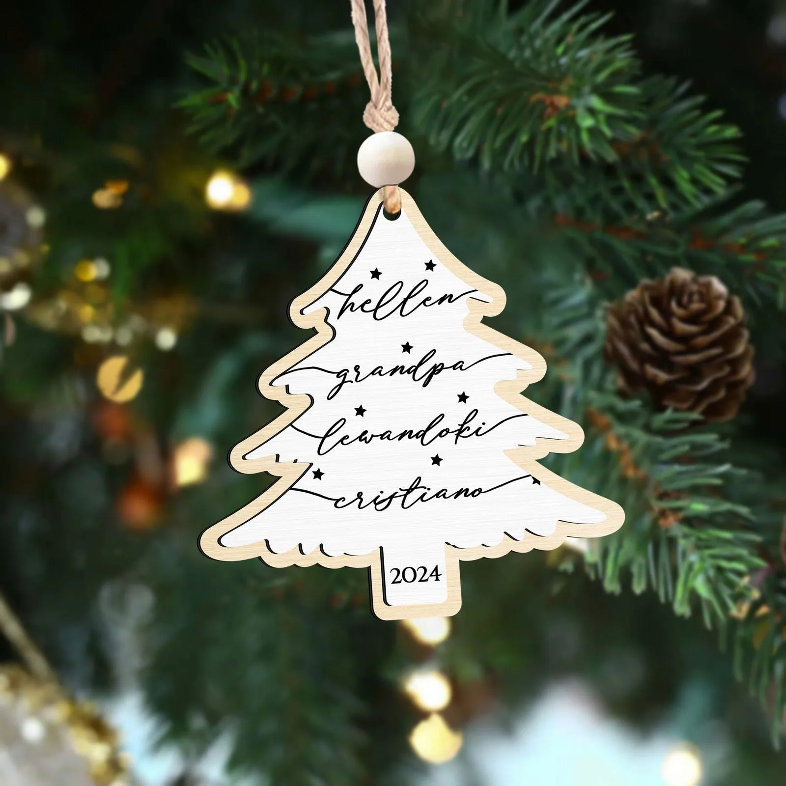 Custom 3D Christmas Tree Ornament, Family Names Ornament, Christmas Gift Tag CF168