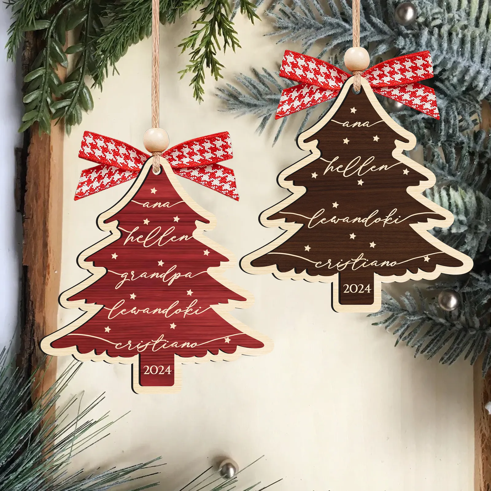 Custom 3D Christmas Tree Ornament, Family Names Ornament, Christmas Gift Tag CF168