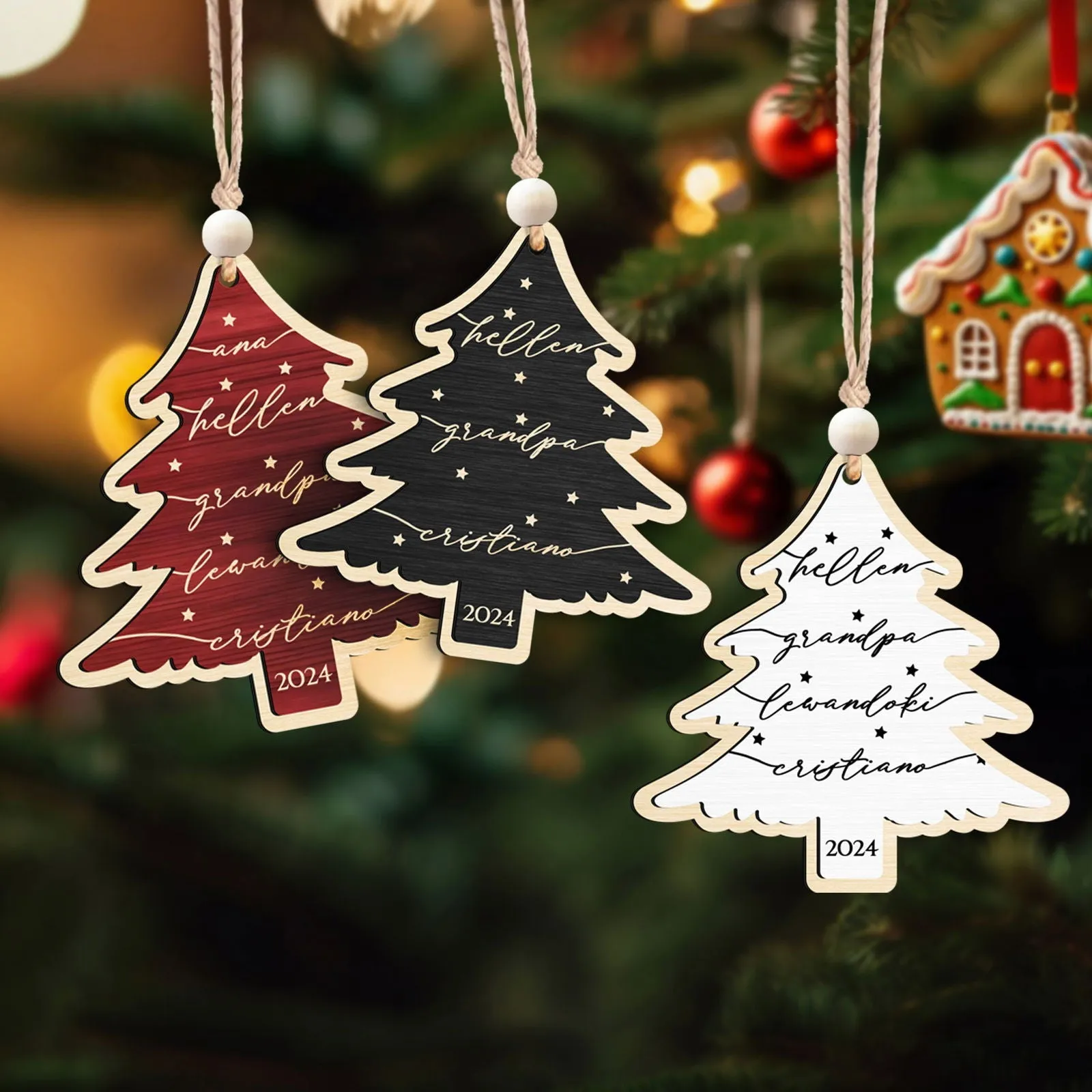 Custom 3D Christmas Tree Ornament, Family Names Ornament, Christmas Gift Tag CF168