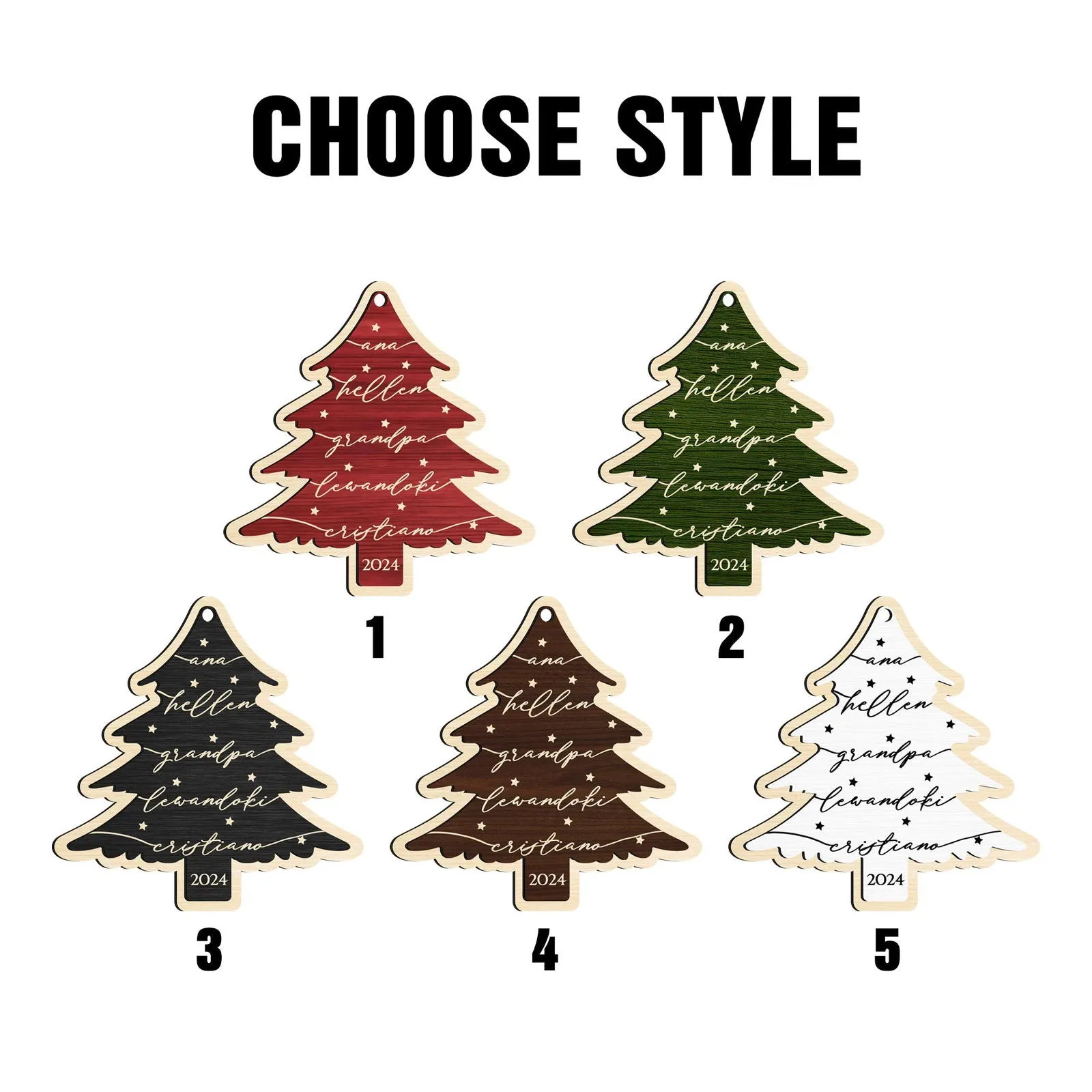 Custom 3D Christmas Tree Ornament, Family Names Ornament, Christmas Gift Tag CF168