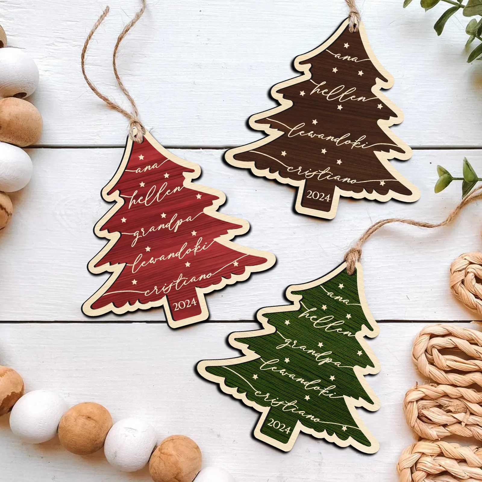 Custom 3D Christmas Tree Ornament, Family Names Ornament, Christmas Gift Tag CF168