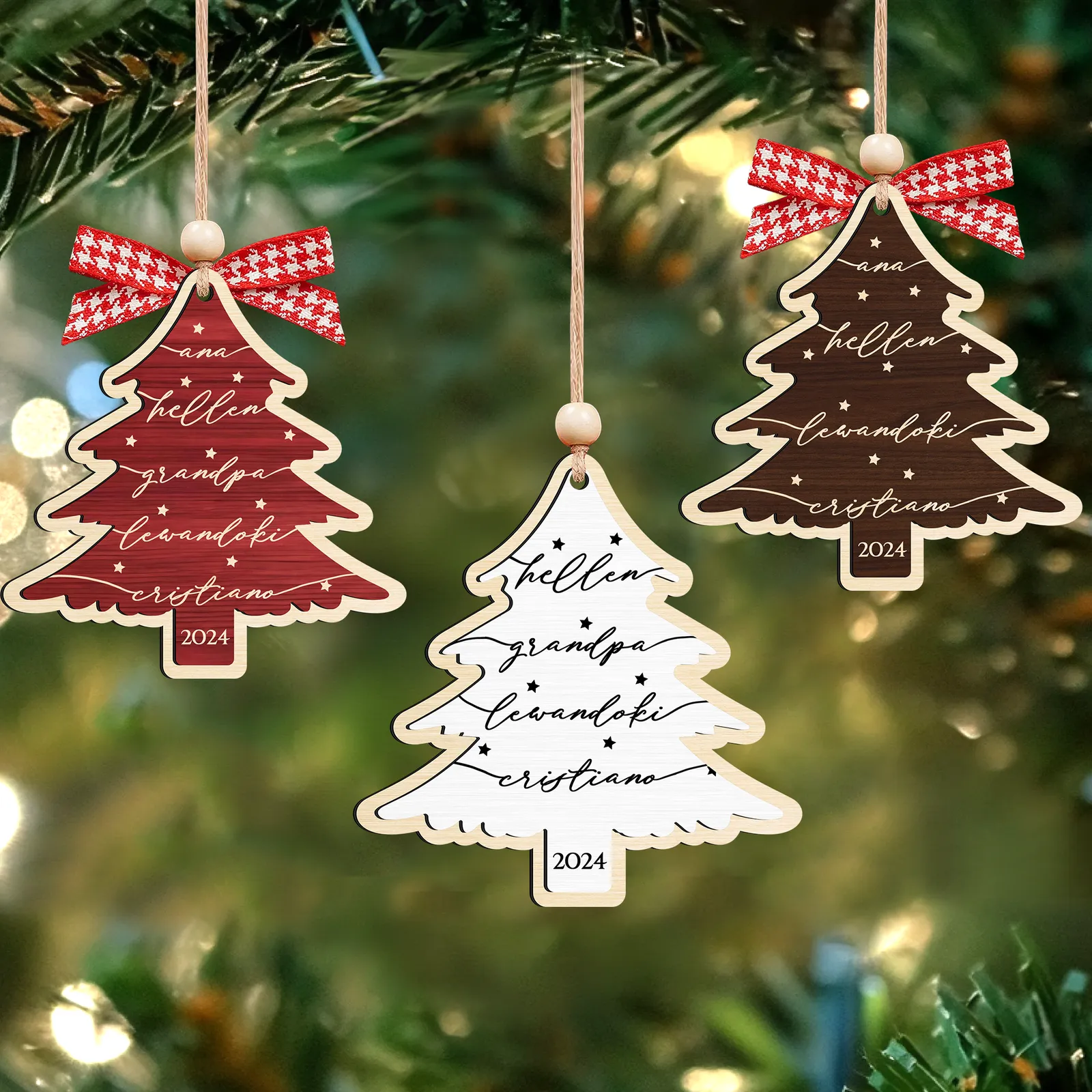 Custom 3D Christmas Tree Ornament, Family Names Ornament, Christmas Gift Tag CF168