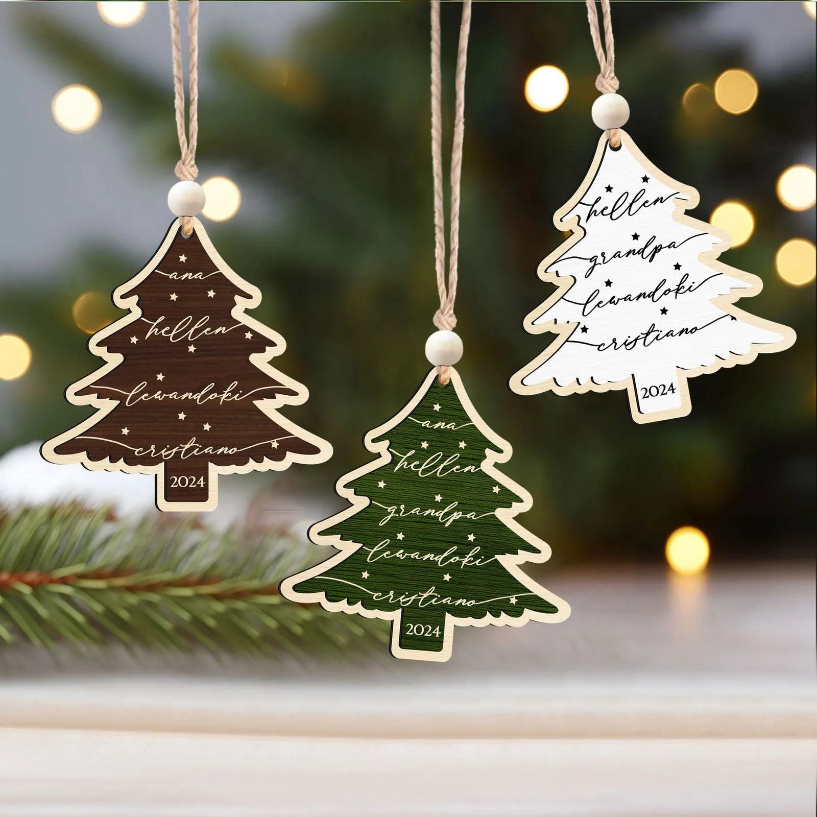 Custom 3D Christmas Tree Ornament, Family Names Ornament, Christmas Gift Tag CF168