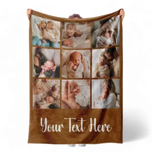 Custom Baby Photo Collage Polyester Blanket - Personalized Gift for Newborns