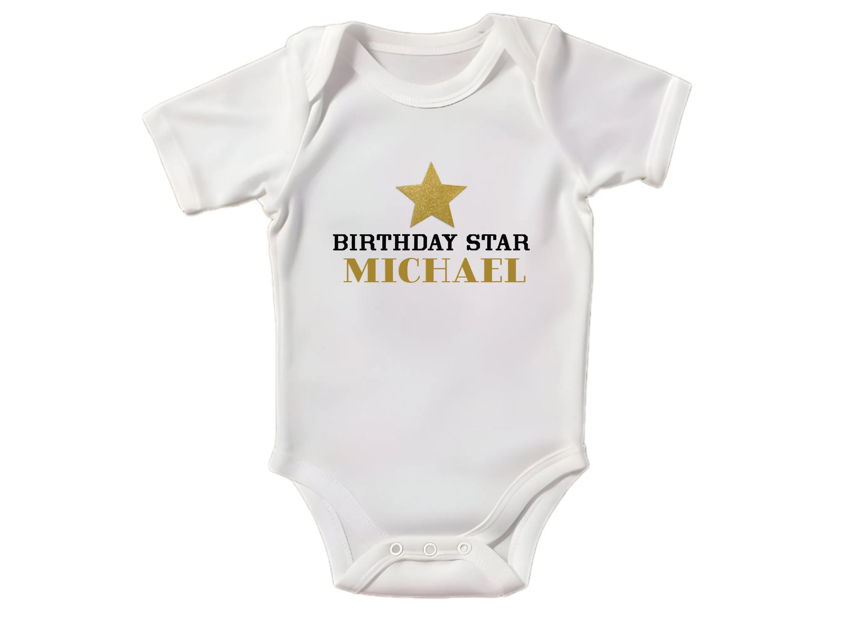 Custom bodysuit Birthday Star Design with baby Name 1st Birthday or Christmas Gift