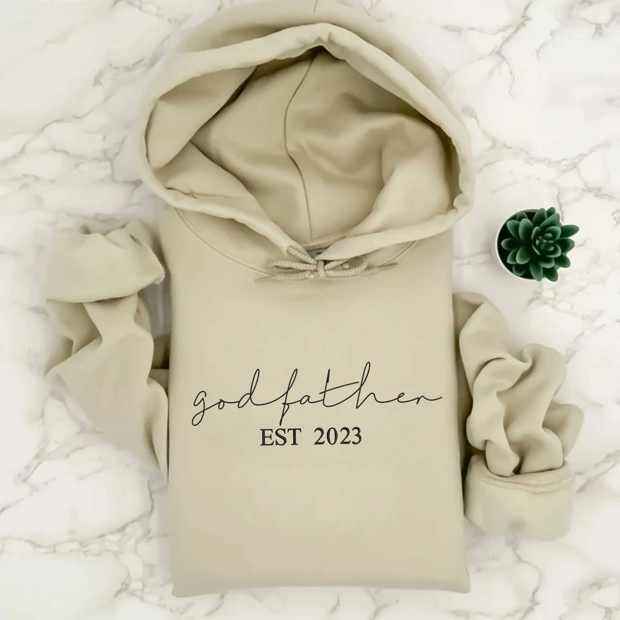 Custom God Father EST Hoodie With Kids Name On Sleeve, Best Godfather Gifts From Godson