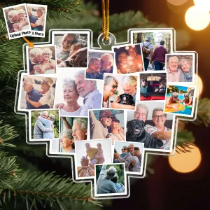 Custom Heart Photo Couple - Personalized Acrylic Photo Ornament