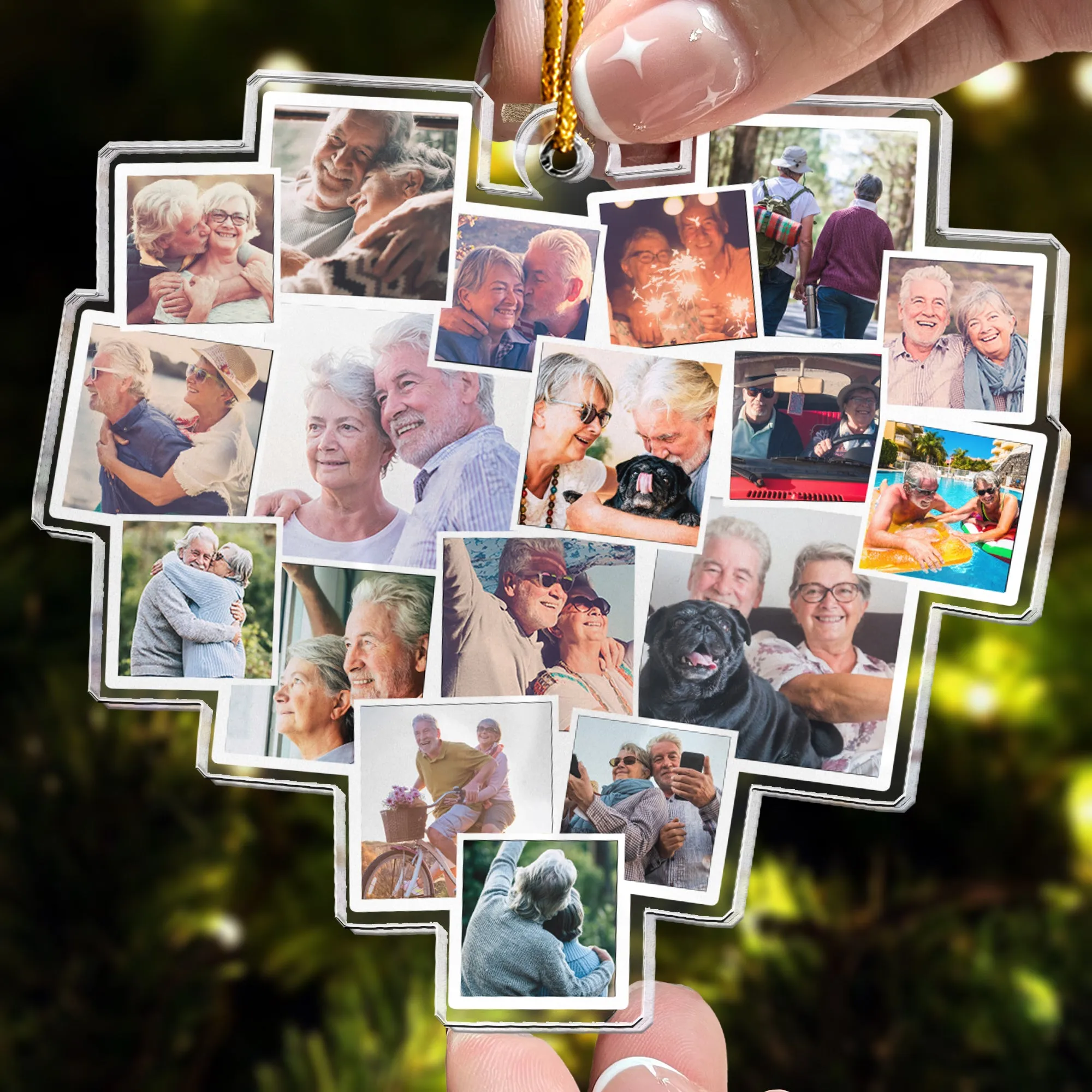 Custom Heart Photo Couple - Personalized Acrylic Photo Ornament