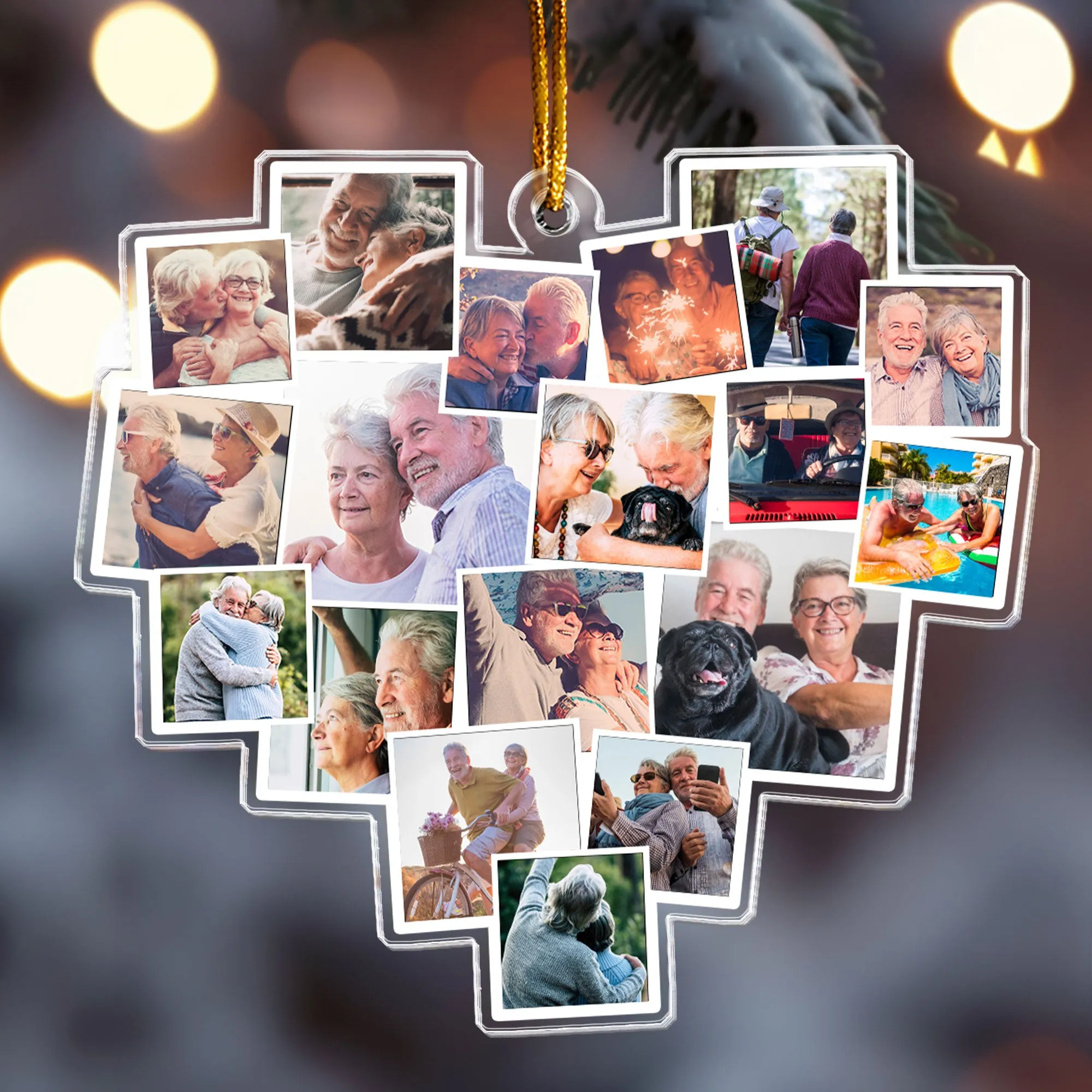 Custom Heart Photo Couple - Personalized Acrylic Photo Ornament