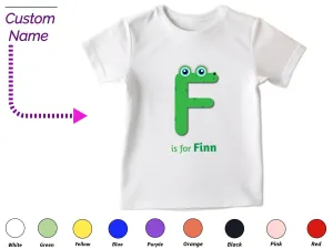 Custom Kids TShirt Gift for Boys Custom your Letter F Baby Shirt