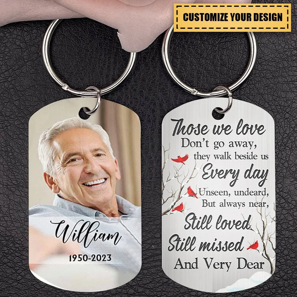 Custom Photo Those We Love Don't Go Away - Memorial Gift - Personalized Stainless Steel Keychain
