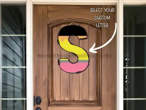Custom Teacher Initial Sign, Teacher Door Hanger, Pencil Sign, wood sign, DECOE-W-306-DH-T, 22" Door Hanger