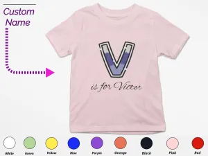 Custom Toddler Shirt Gift for Birthday Girl with Initials V Gift For Kids