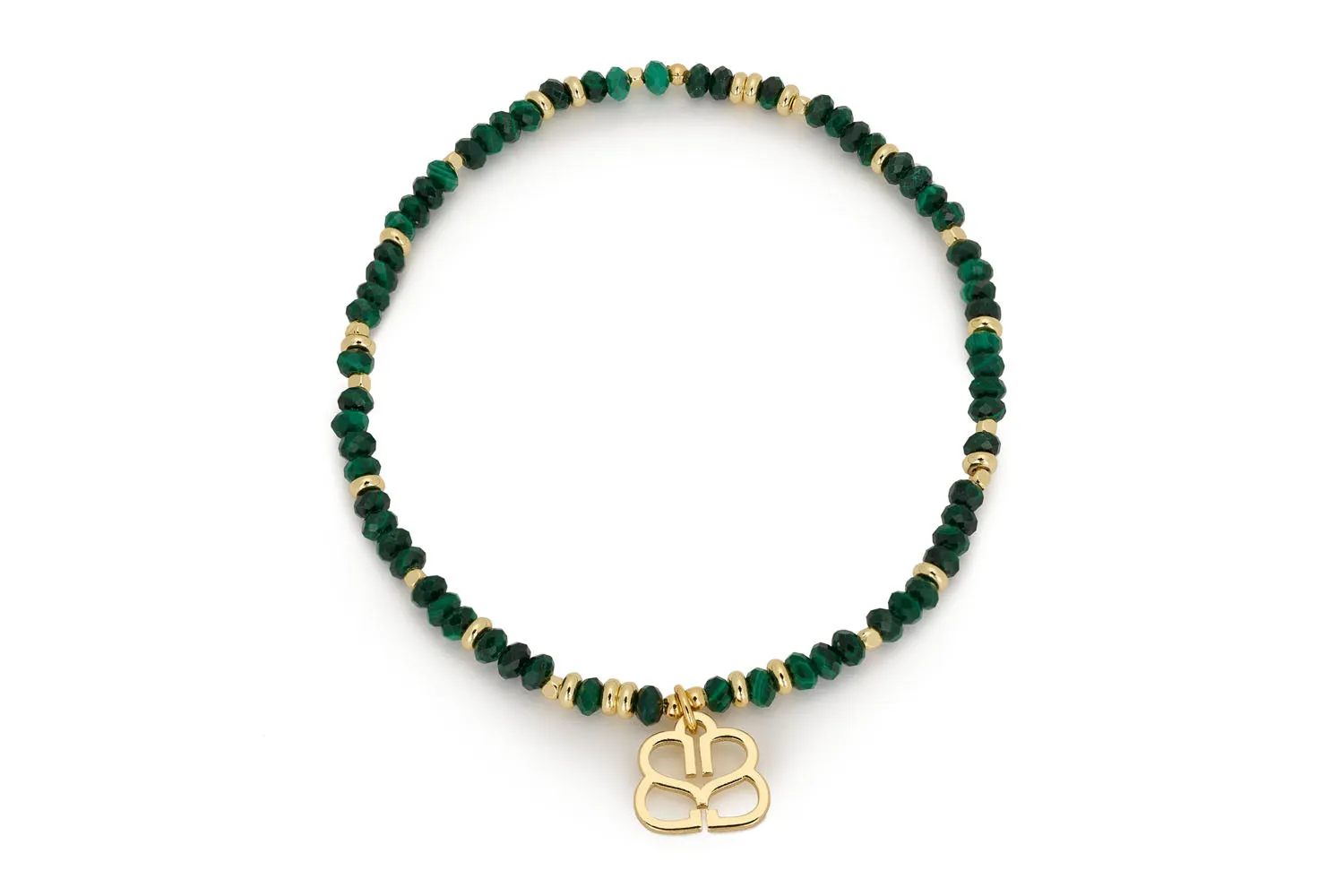 Dash Gold & Malachite Beaded Stretch Bracelet