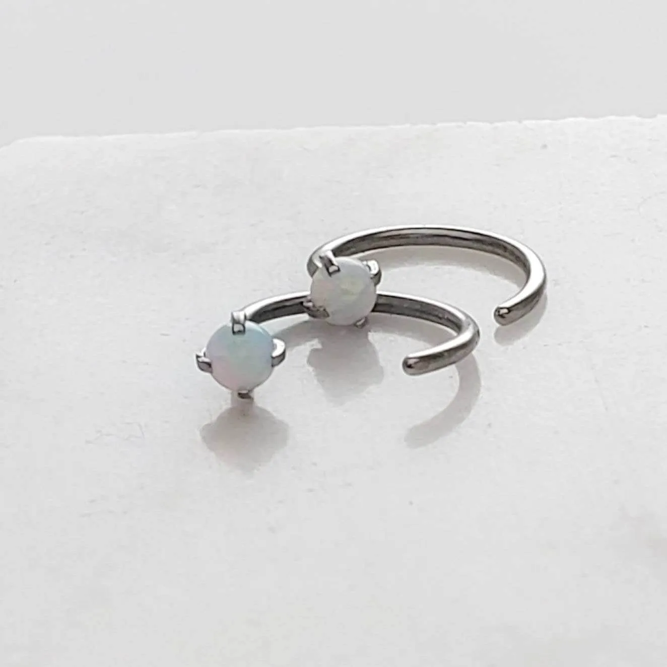 Delicate Opal Hug Hoops