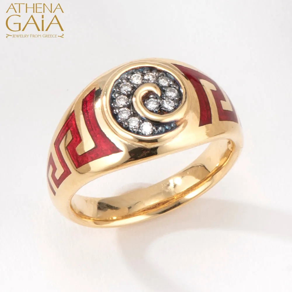 Eternal Greek Key & Spira Tapered Band Ring