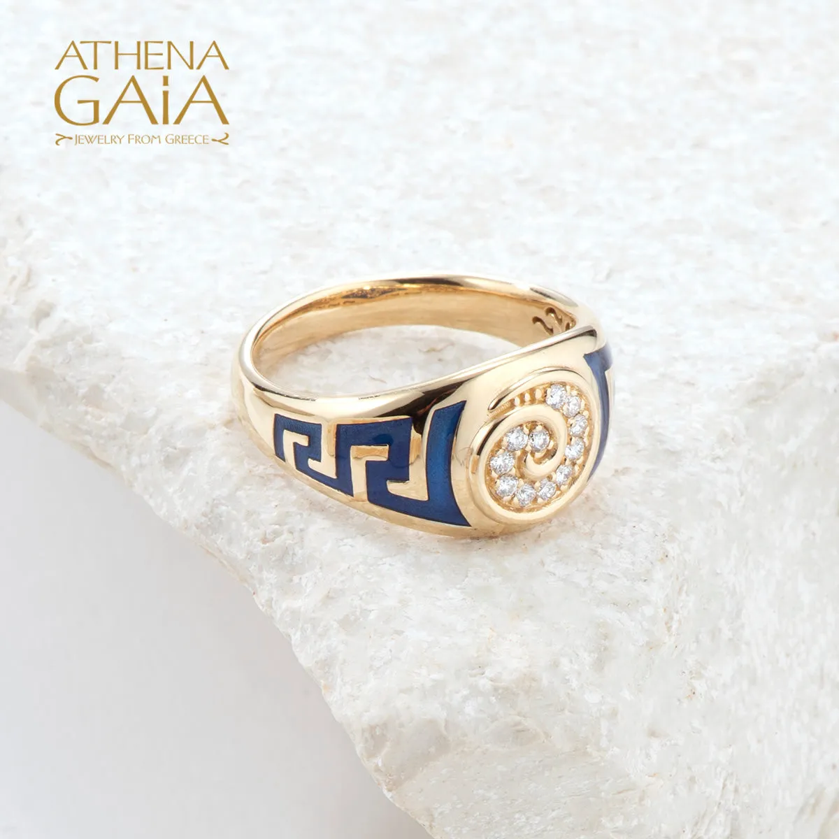 Eternal Greek Key & Spira Tapered Band Ring