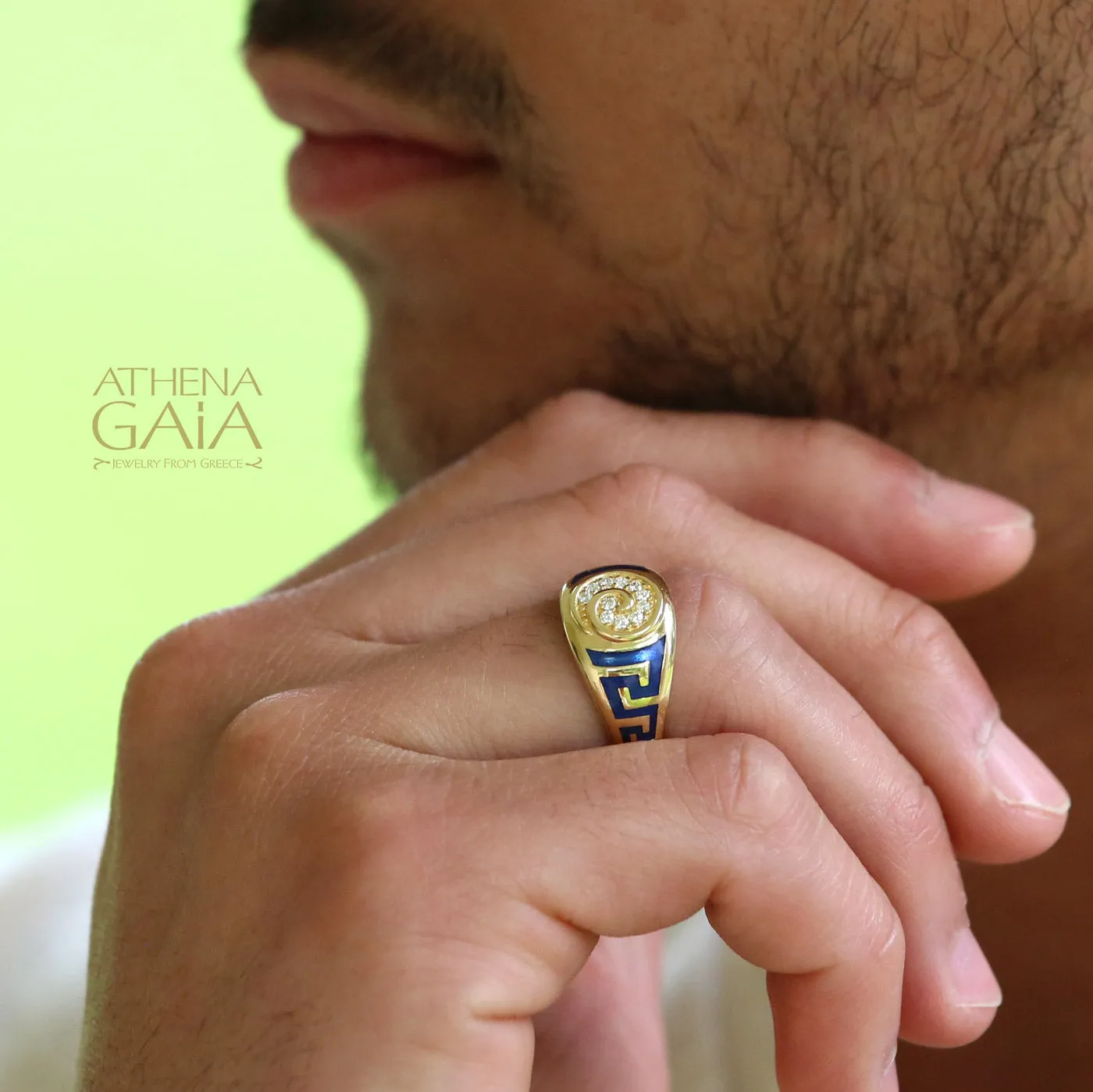 Eternal Greek Key & Spira Tapered Band Ring