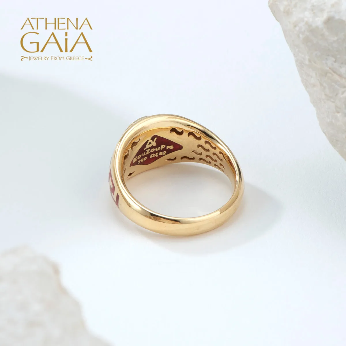 Eternal Greek Key & Spira Tapered Band Ring