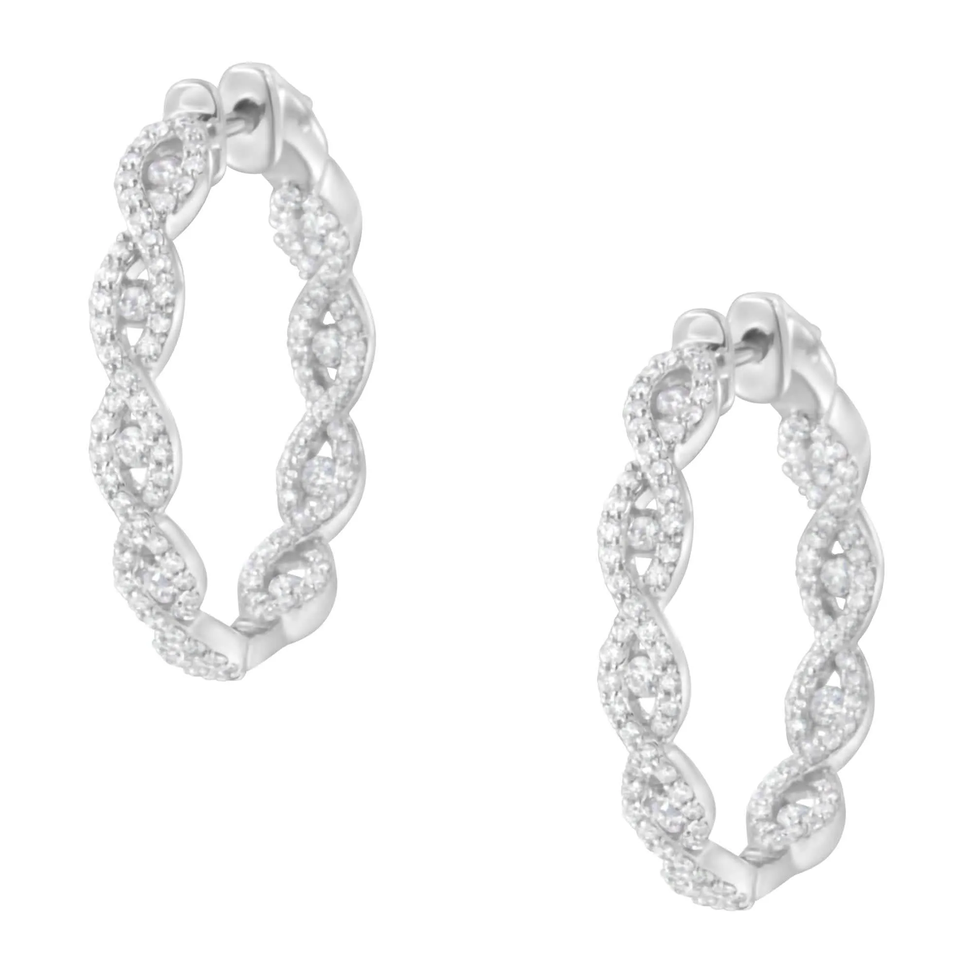 Eternal Love 10K White Gold Diamond Infinity Hoop Earrings (1.5 cttw, H-I Color, I1-I2 Clarity)