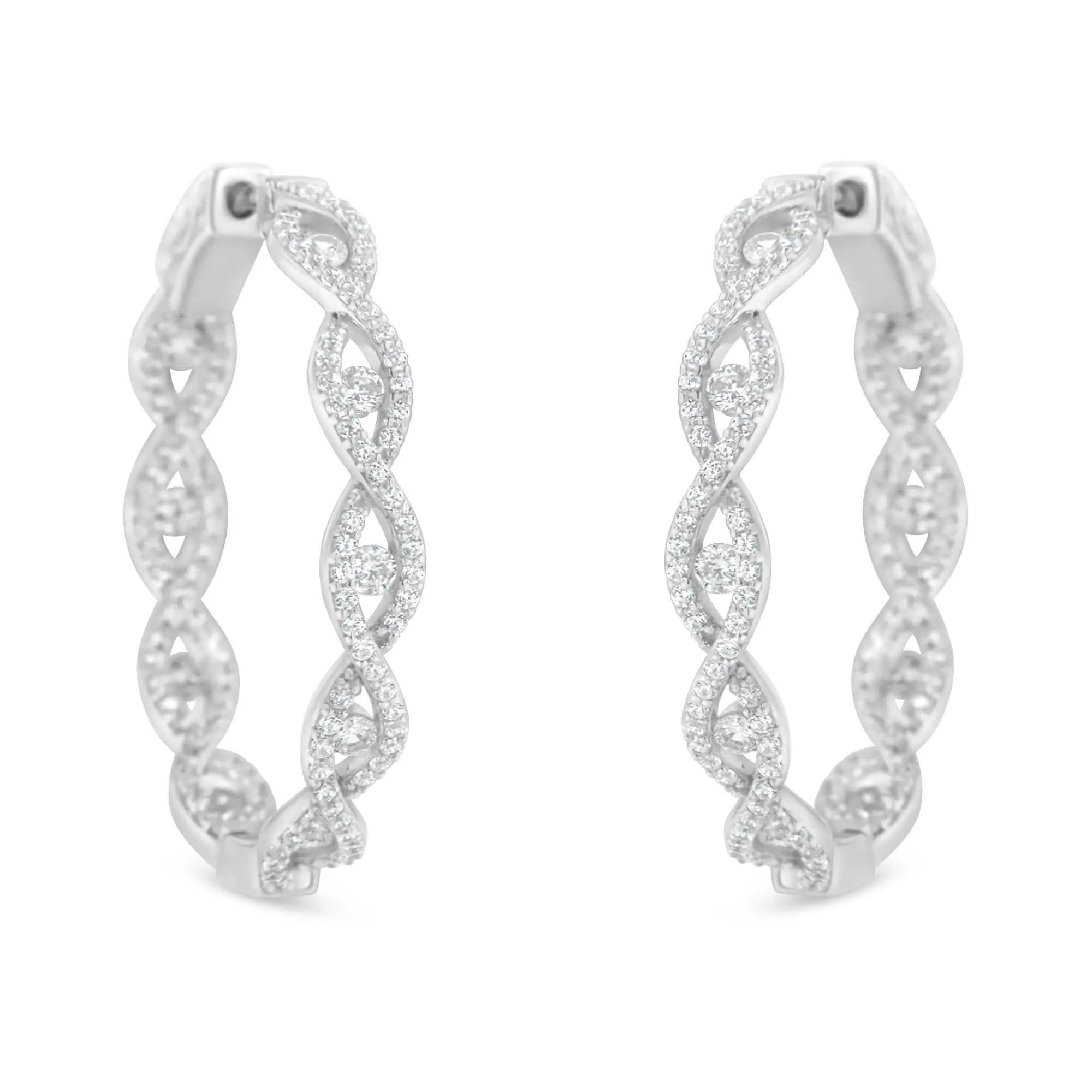 Eternal Love 10K White Gold Diamond Infinity Hoop Earrings (1.5 cttw, H-I Color, I1-I2 Clarity)