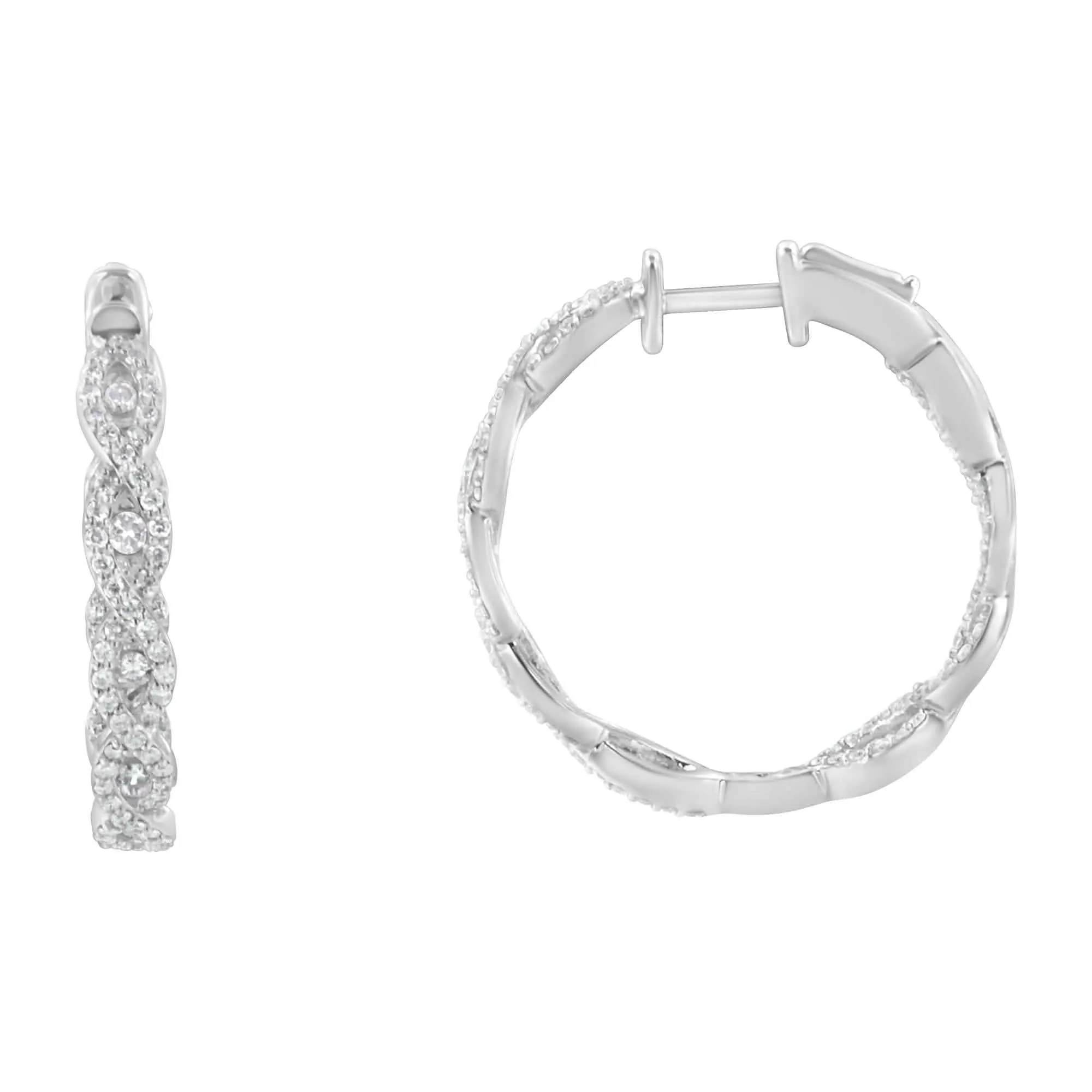 Eternal Love 10K White Gold Diamond Infinity Hoop Earrings (1.5 cttw, H-I Color, I1-I2 Clarity)