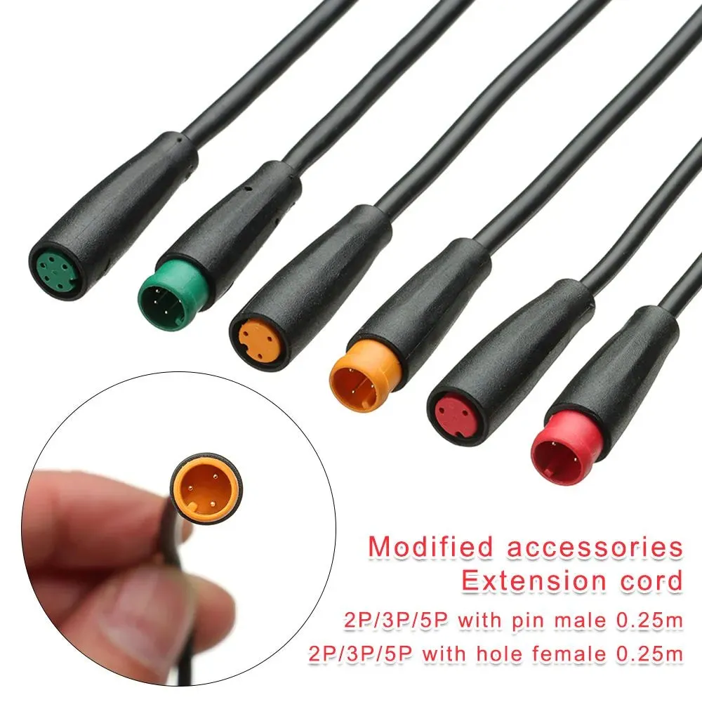 Extension cord Base Connector 2 3 4 5 6Pin 9mm Cable Waterproof Connector For Ebike Bafang Display Pin Optional Cable
