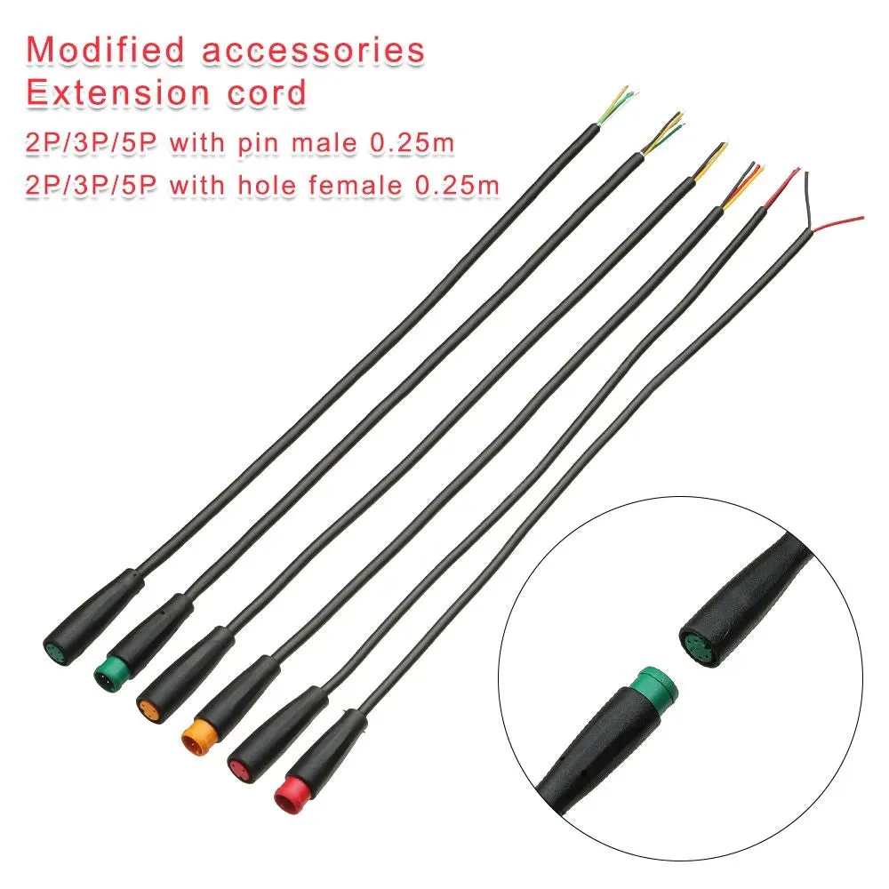 Extension cord Base Connector 2 3 4 5 6Pin 9mm Cable Waterproof Connector For Ebike Bafang Display Pin Optional Cable