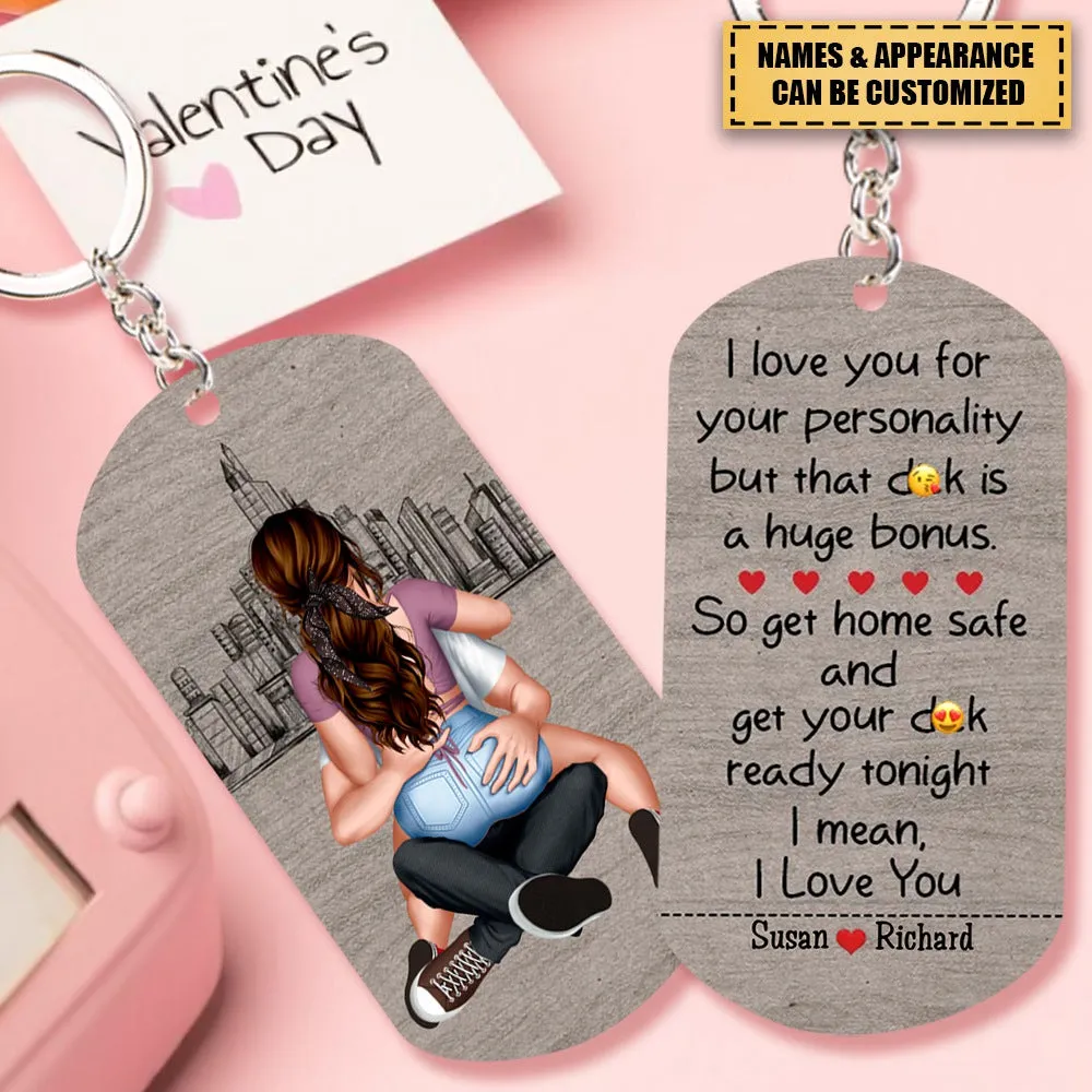 Get Home Safe - Personalized Stainless Steel  Keychain, Valentine's Day Gift Idea For Couple