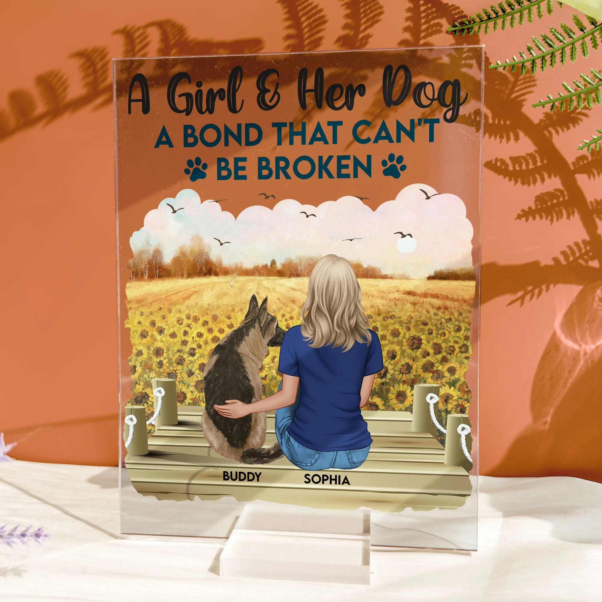 Girl And Her Dog A Bond That Can't Be Broken - Personalized Acrylic Plaque