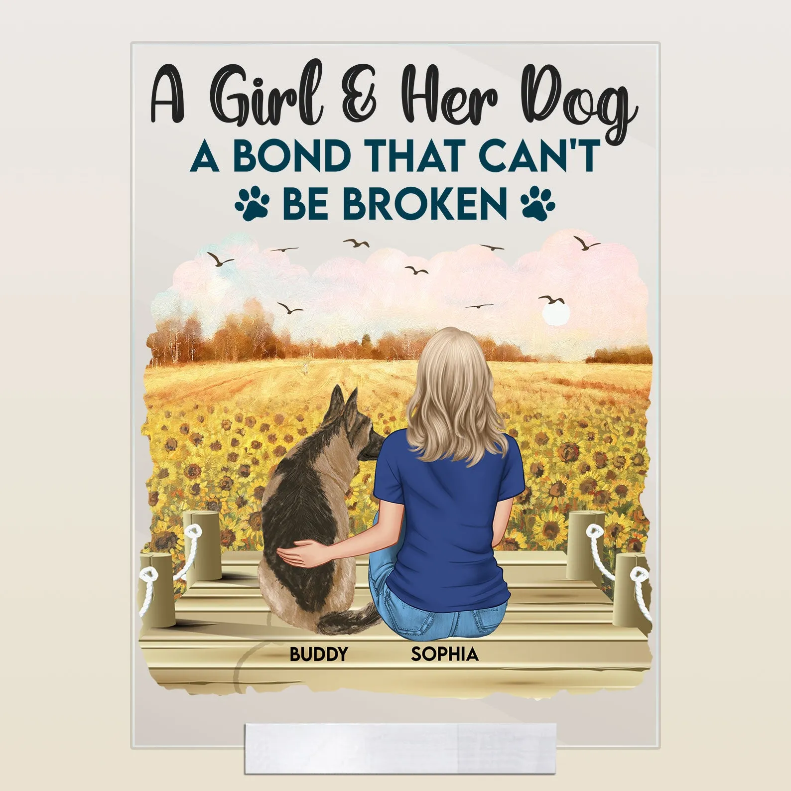 Girl And Her Dog A Bond That Can't Be Broken - Personalized Acrylic Plaque