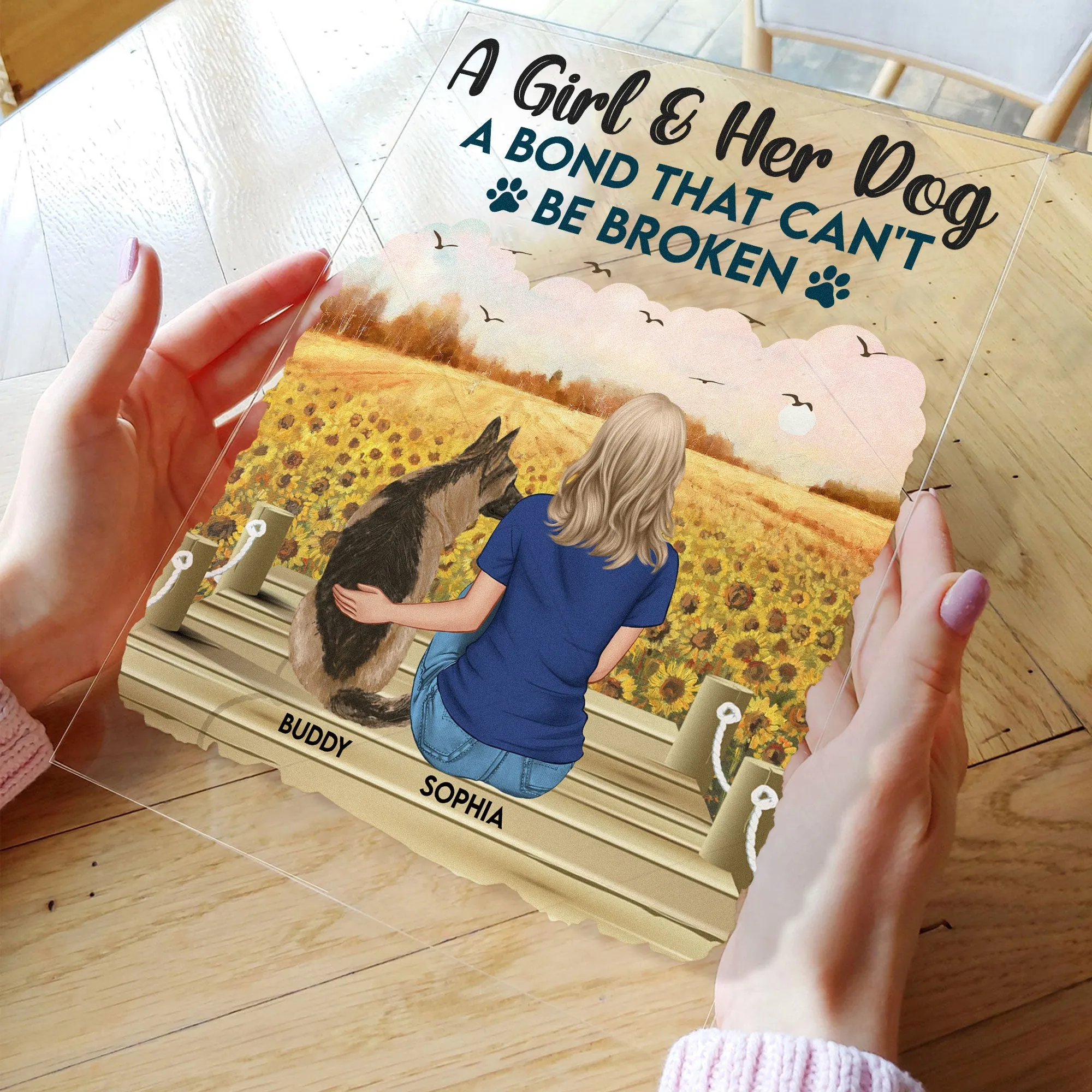 Girl And Her Dog A Bond That Can't Be Broken - Personalized Acrylic Plaque