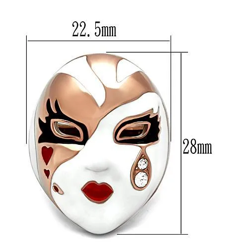 GL245 - IP Rose Gold(Ion Plating) Brass Ring with Top Grade Crystal  in Clear