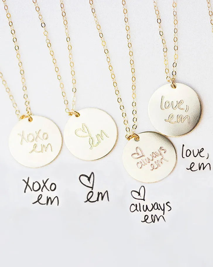 Handwriting Disc Necklace