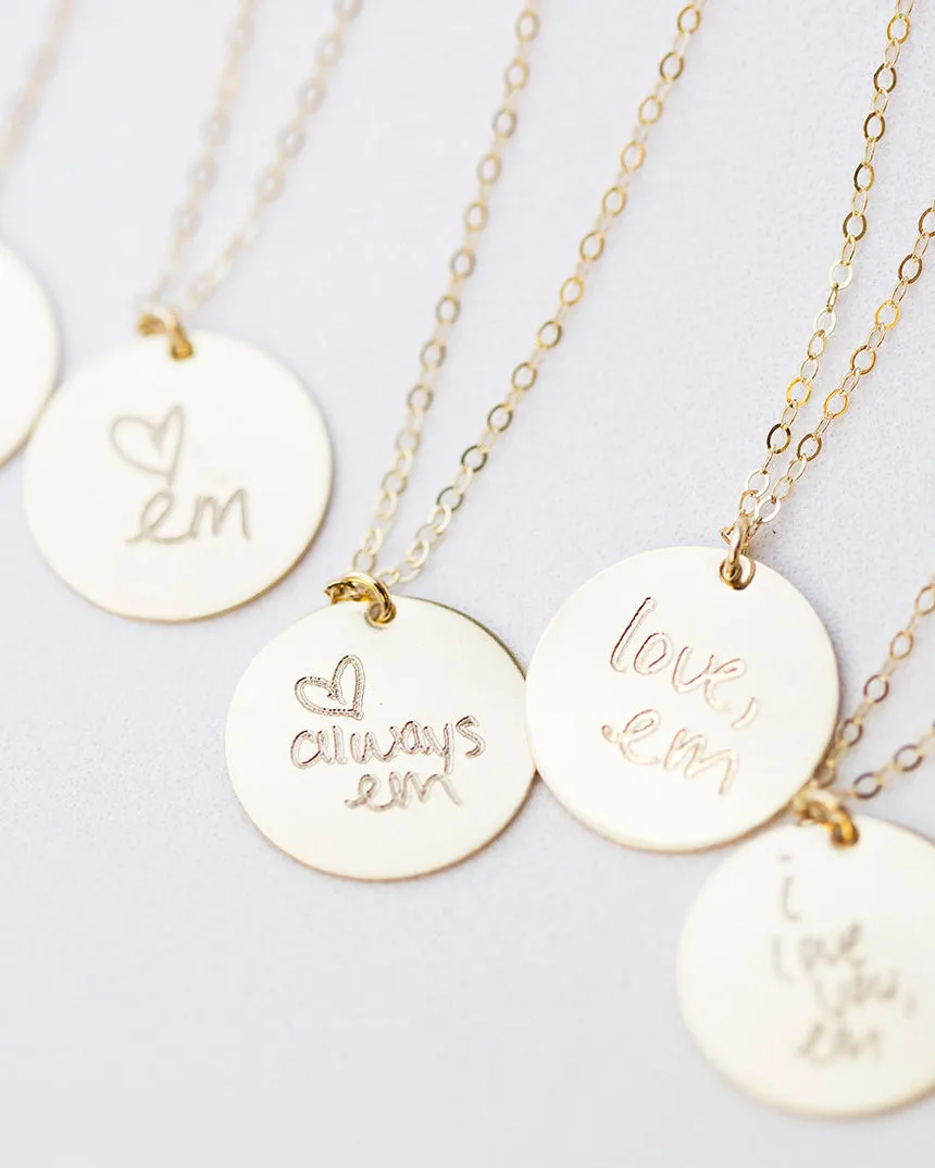 Handwriting Disc Necklace