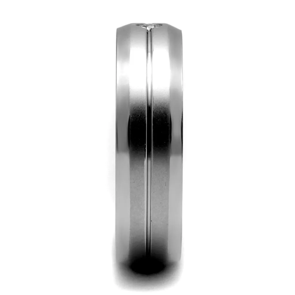 High polished (no plating) Stainless Steel Ring with AAA Grade CZ in Clear for Women Style TK2936