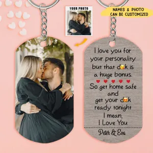 I Love You For Your Personality - Personalized Photo Stainless Steel Keychain, Valentine's Day Gift Idea For Couple