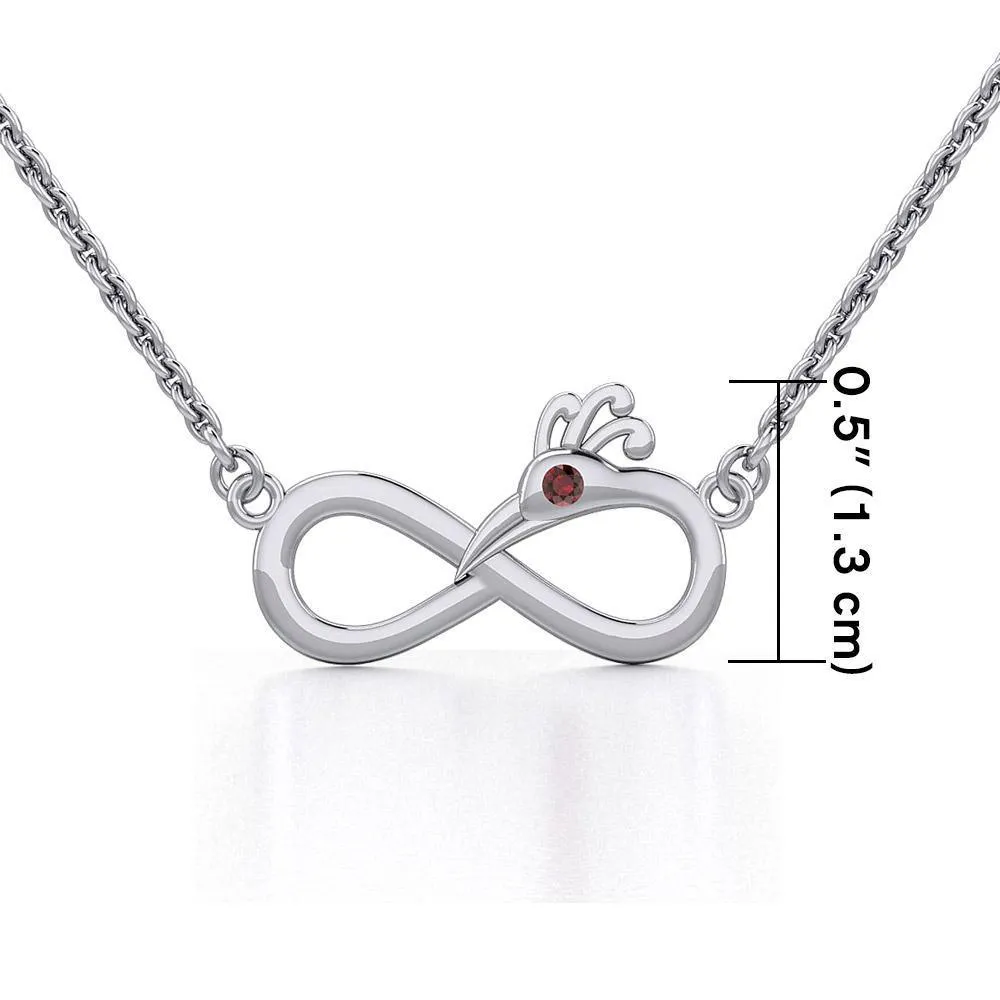 Infinity Peacock Silver Necklace with Gemstone TNC487