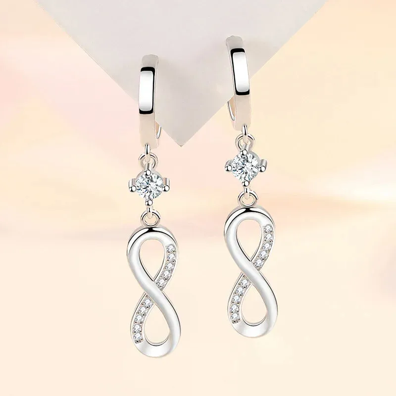 Infinity Sterling Silver Dangle Hoop Earrings