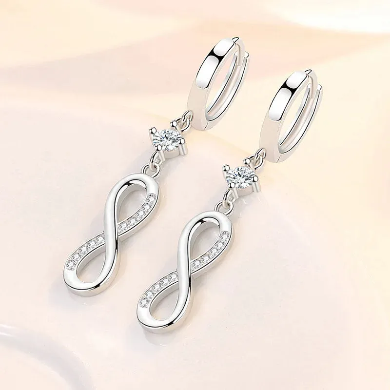 Infinity Sterling Silver Dangle Hoop Earrings